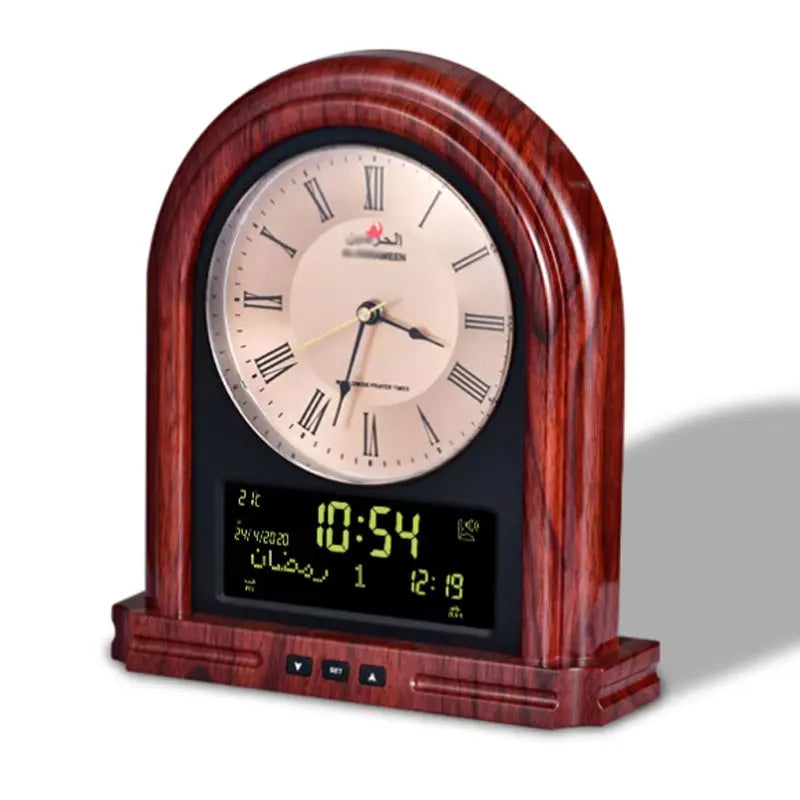 Horloge Murale Adhan Design – Horaires de Prière Automatiques & Calendrier Hijri